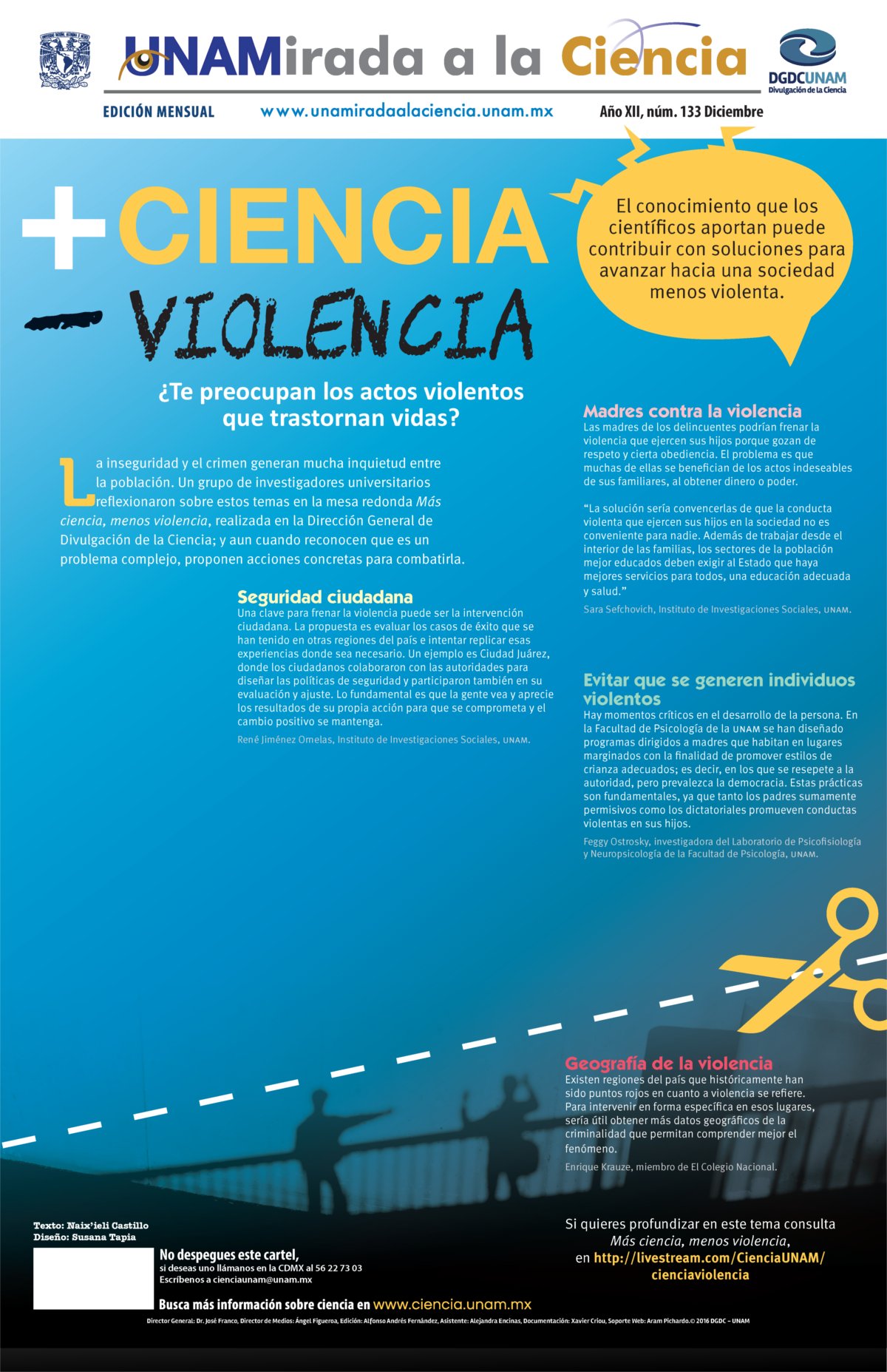 Unamirada a la ciencia: Más ciencia, menos violencia